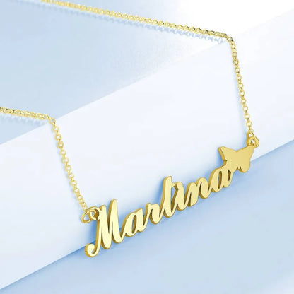 Collana con Nome Personalizzato Placcata Oro 14K e Farfalla – Regalo Romantico per Lei e San Valentino festa della mamma