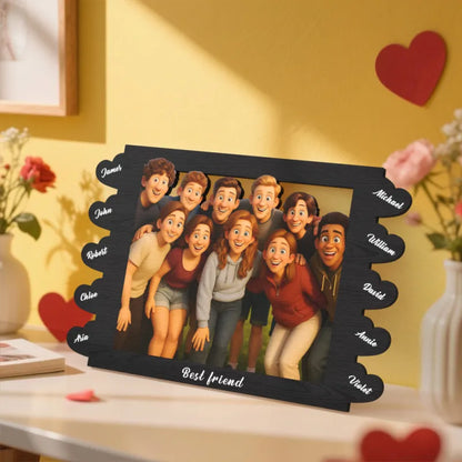 Cornice Personalizzata in Stile Cartoon con Foto e Nomi idea regalo lui lei mamma papà anniversario nonni nozze