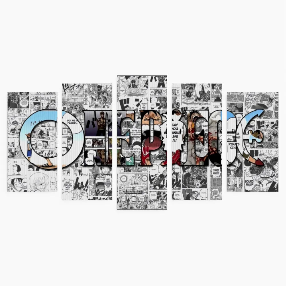 Quadri One Piece 5 Pezzi Set Canvas Multipannello Anime Manga da Parete