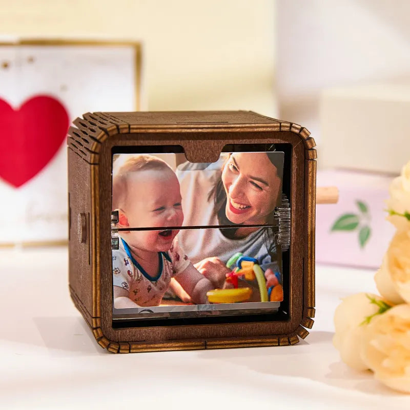 Flipbook Meccanico Personalizzato 8/16 Foto | Album a Manovella con Luci mamma
