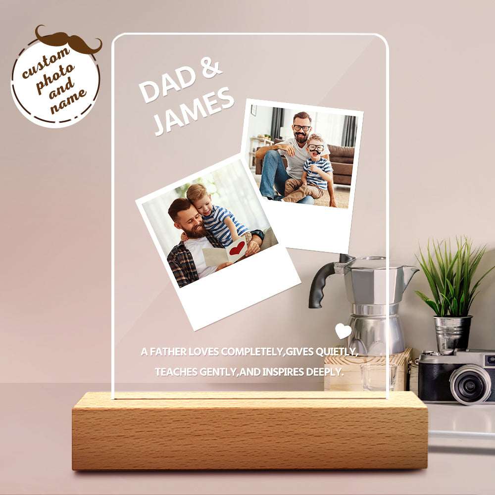 Lampada LED Personalizzata con Foto e Nome – Regalo Unico per la Festa del Papà e la Famiglia