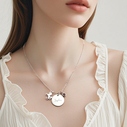 Collana Unicorno Personalizzata con Nome e Pietra Nascita idea regalo lei mamma