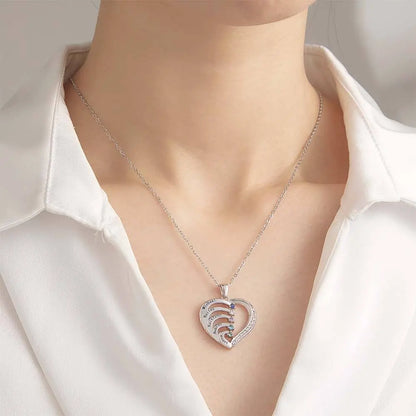 Collana Cuore Personalizzata con Nomi e Pietre Nascita Regalo Mamma