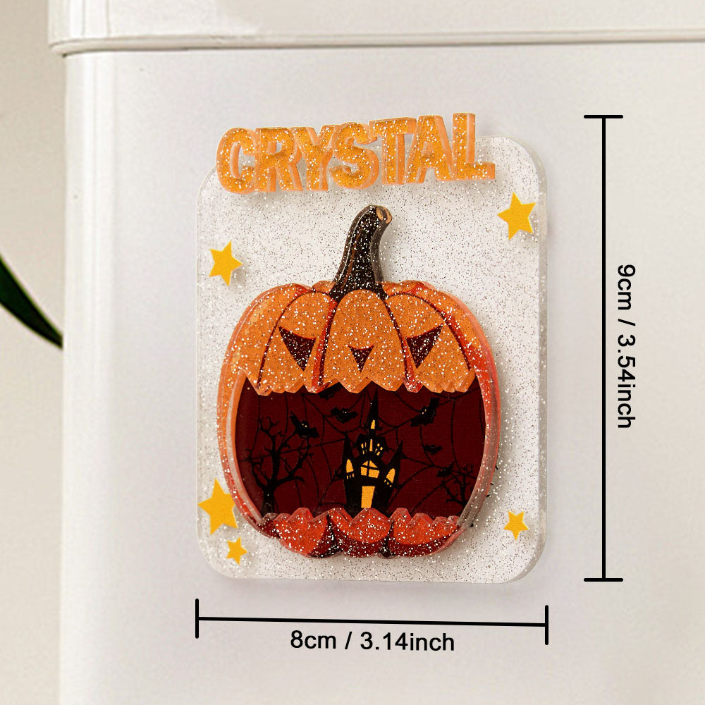 Magnete da Frigorifero Personalizzato Halloween con Nome Decorazione Casa Zucca