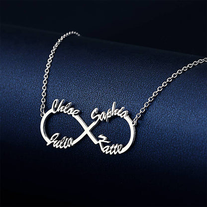 Collana Infinito 4 Nomi Argento S925 Famiglia Personalizzato idea mamma