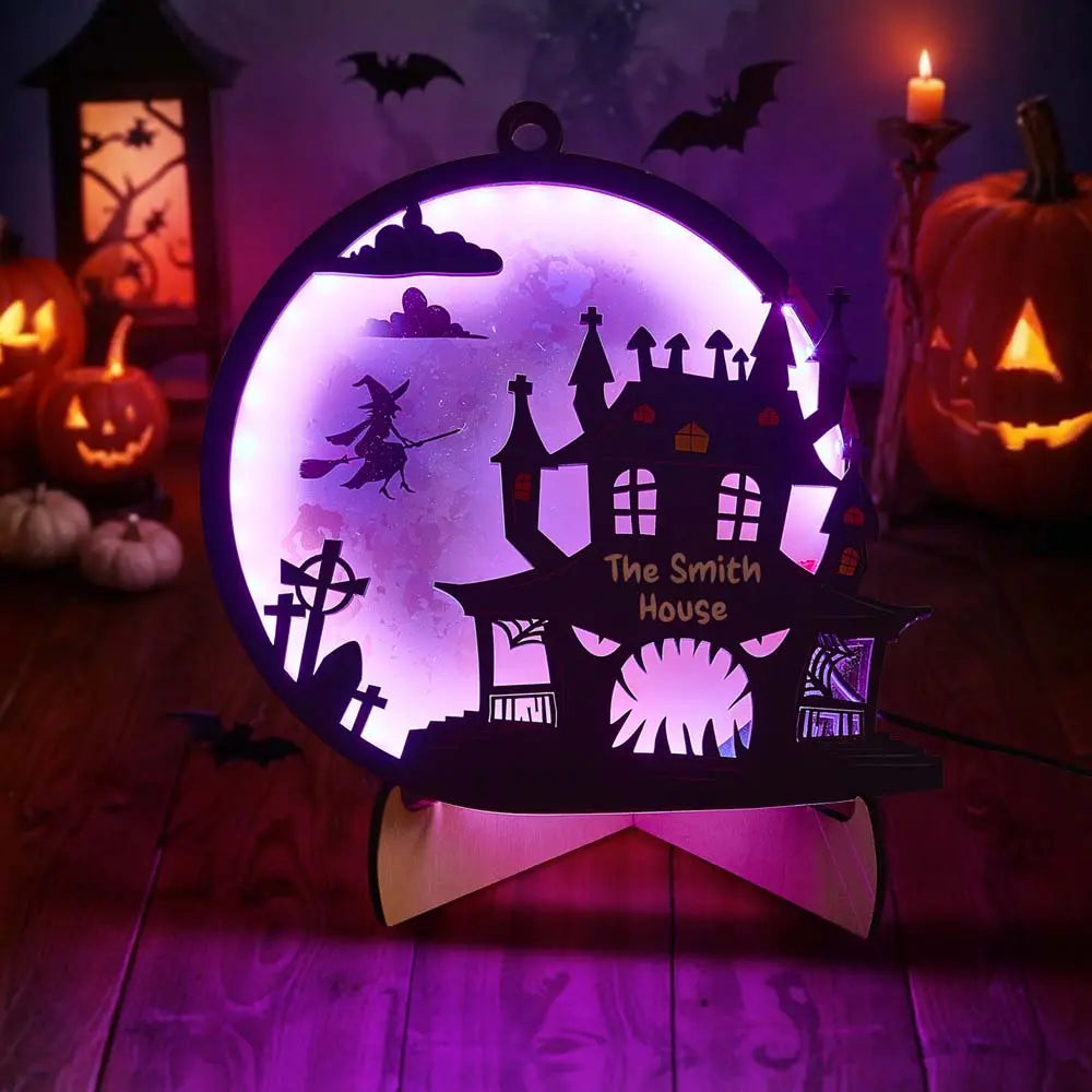 Luce Notte Halloween Personalizzata con Nome Cognome Famiglia Lampada LED Decorazione