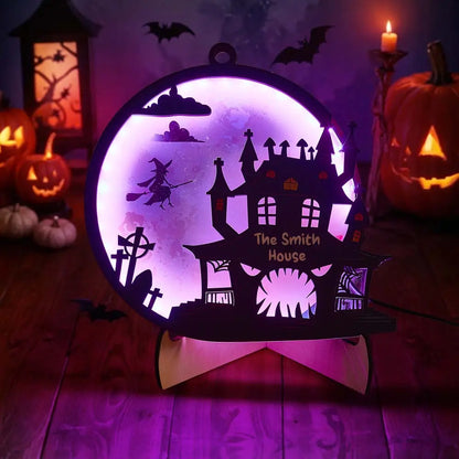 Luce Notte Halloween Personalizzata con Nome Cognome Famiglia Lampada LED Decorazione