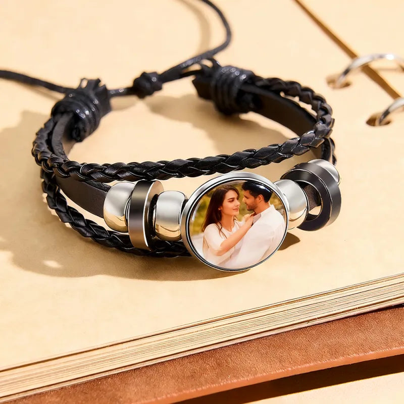 Bracciale con foto personalizzato in pelle
