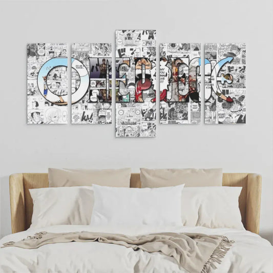 Quadri One Piece 5 Pezzi Set Canvas Multipannello Anime Manga da Parete