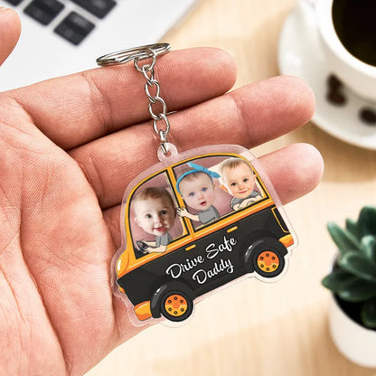 Portachiavi Personalizzato "Guida con Prudenza" - Portachiavi a Forma di Auto Personalizzato - Regalo per Papà