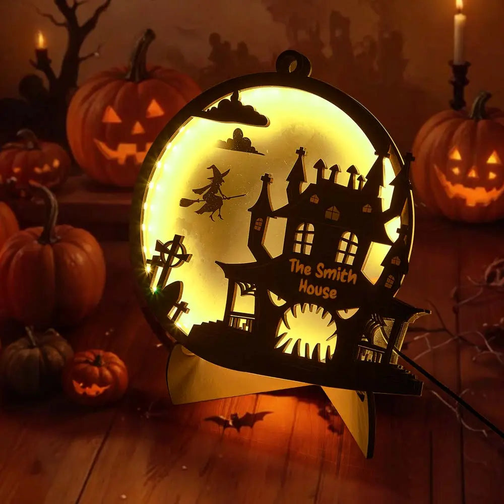 Luce Notte Halloween Personalizzata con Nome Cognome Famiglia Lampada LED Decorazione