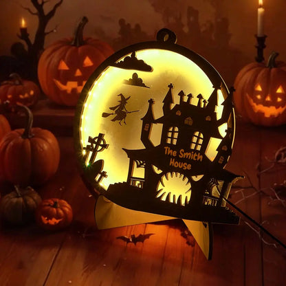Luce Notte Halloween Personalizzata con Nome Cognome Famiglia Lampada LED Decorazione