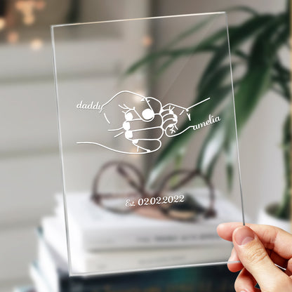 Lampada LED Personalizzata "Mano nella Mano" – Regalo Emozionale per il Papà con Nome e Data