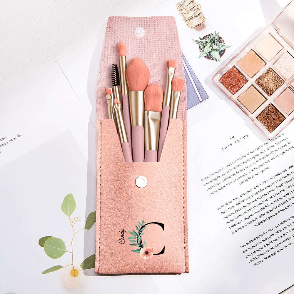 Set Pennelli Trucco con Astuccio in Pelle PU Personalizzato Regalo Donna mamma