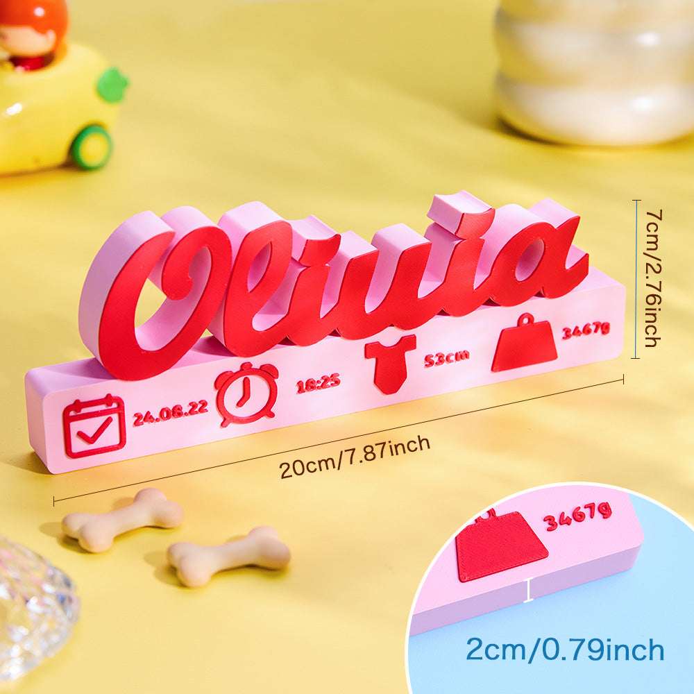 Annuncio Nascita 3D Personalizzato Regalo Neonato Nome