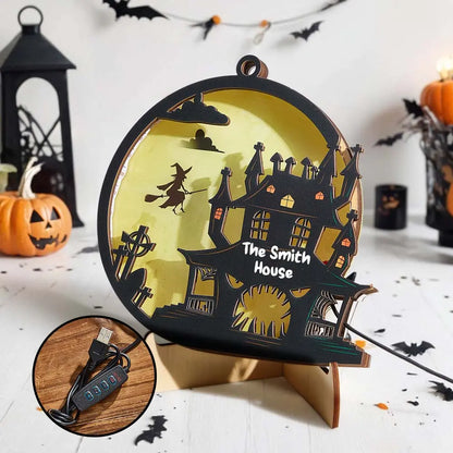 Luce Notte Halloween Personalizzata con Nome Cognome Famiglia Lampada LED Decorazione