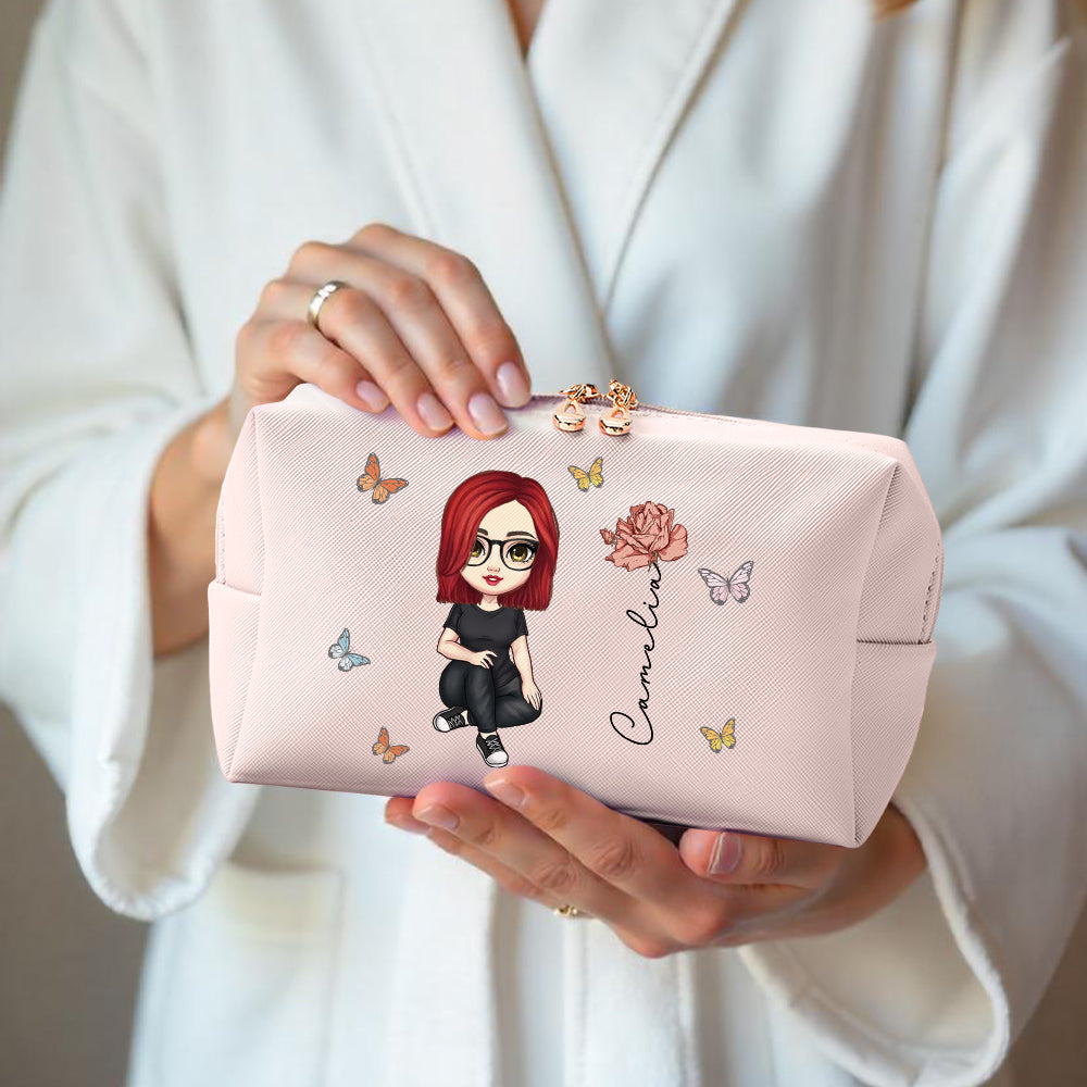 Beauty Case Personalizzato "Fiori di Nascita" Borsa Makeup in Pelle PU idea regalo mamma lei