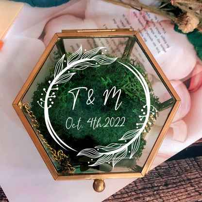 Scatolina Portafedi Esagonale in Vetro Personalizzata Matrimonio Nozze Fedi Nome