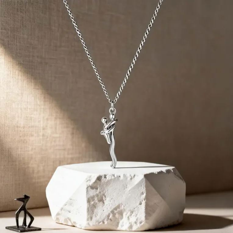 Collana Abbraccio Mamma e Figlio Pendente Two-Tone Regalo Festa della Mamma