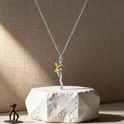 Collana Abbraccio Mamma e Figlio Pendente Two-Tone Regalo Festa della Mamma