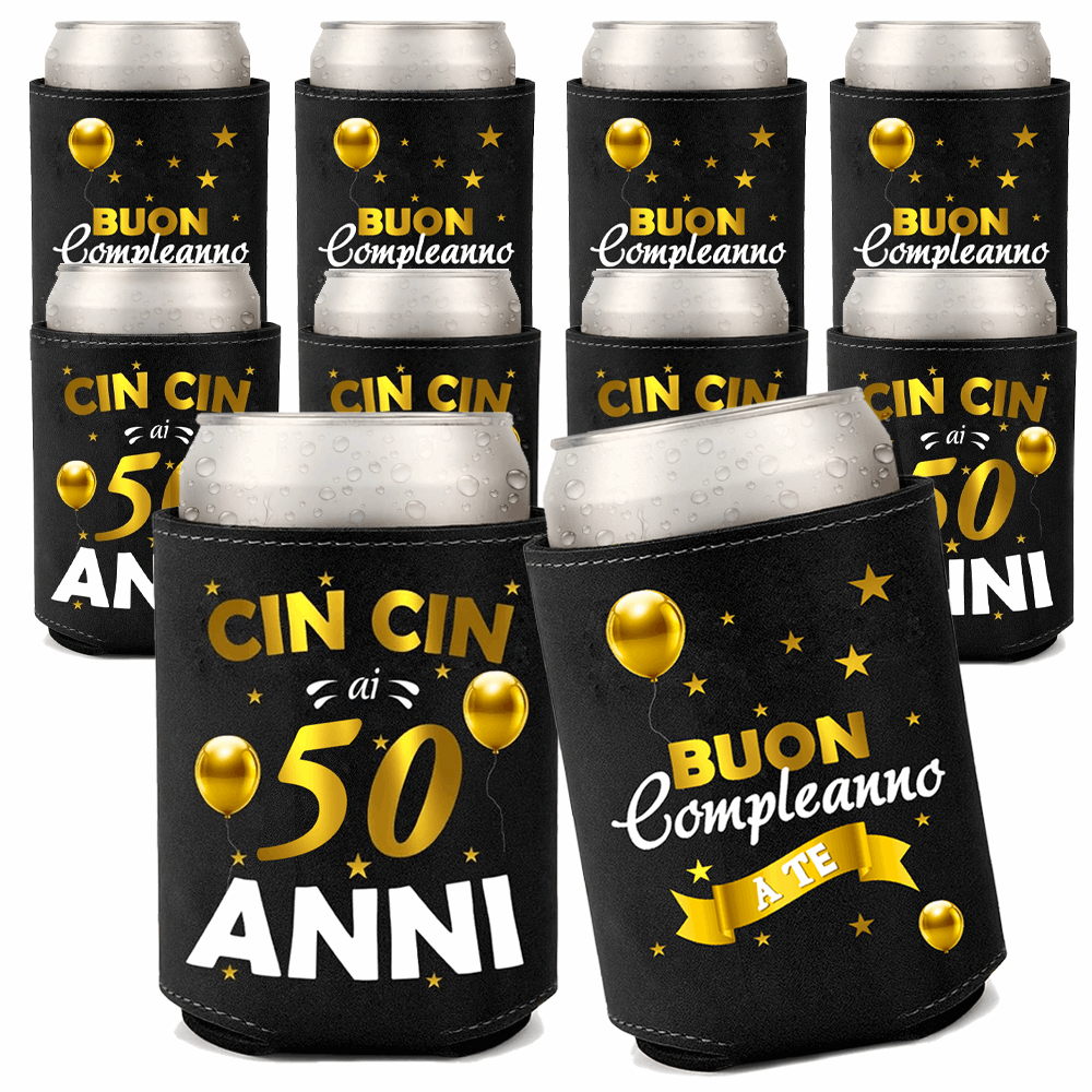 Raffredda Lattina Ecopelle Sintetica Nera Confezione da 10 - Buon 50 Compleanno
