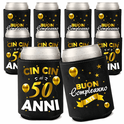 Raffredda Lattina Ecopelle Sintetica Nera Confezione da 10 - Buon 50 Compleanno