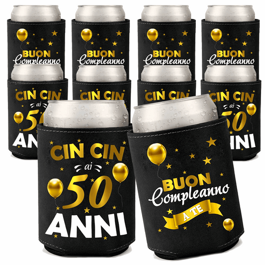 Raffredda Lattina Ecopelle Sintetica Nera Confezione da 10 - Buon 50 Compleanno