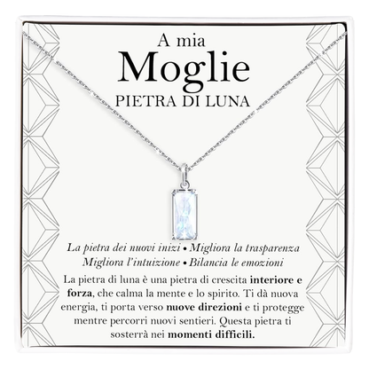 Collana Pietra di Luna Rettangolare in Argento Sterling 925 - A mia Moglie