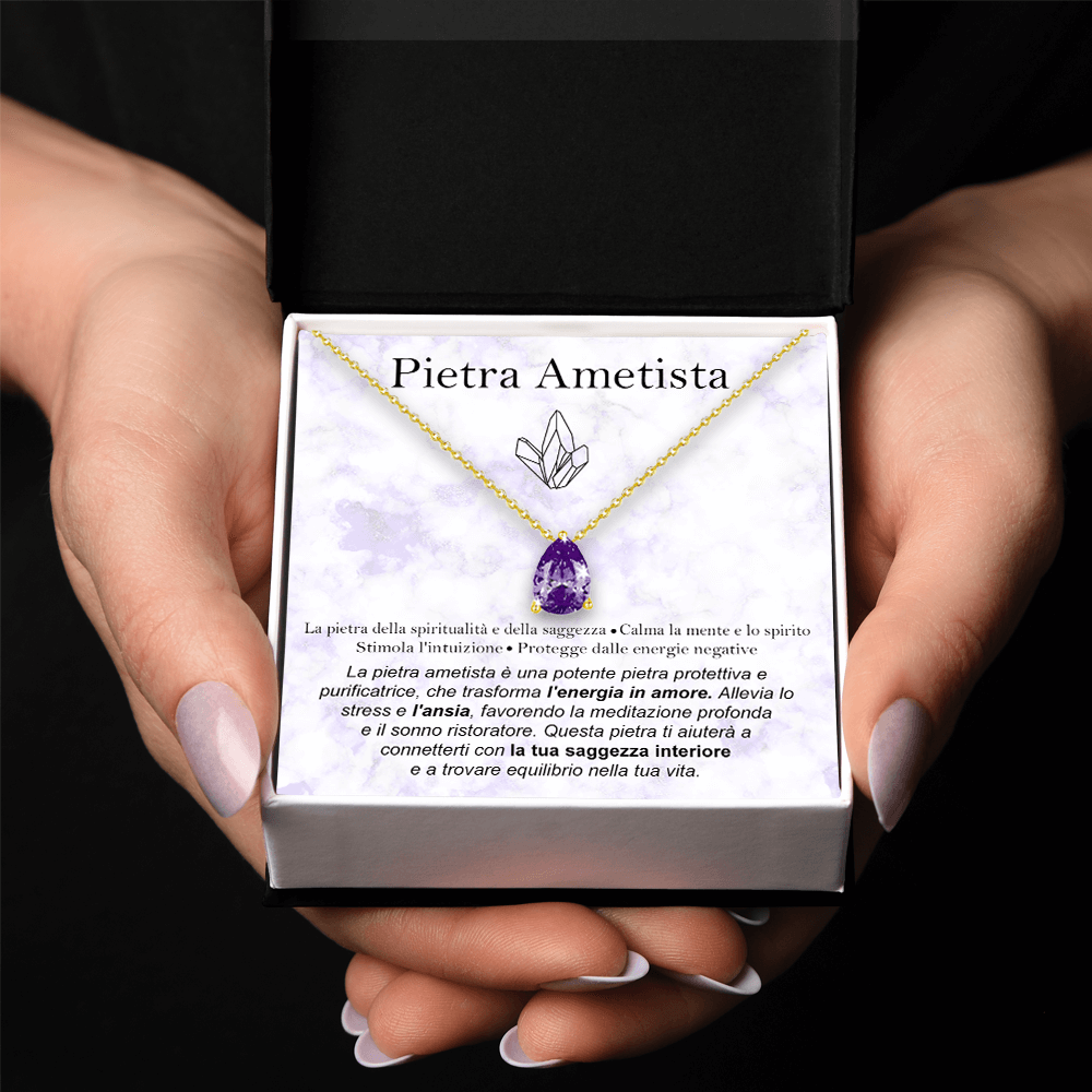Collana con Pietra Ametista - Cofanetto con dedica INCLUSO