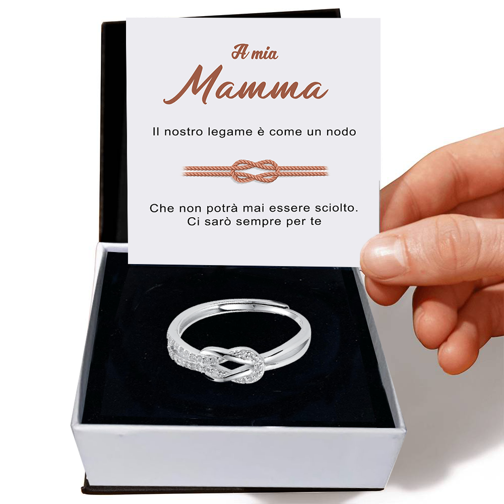 Anello Nodo da Donna in Argento Sterling 925 - A mia Mamma