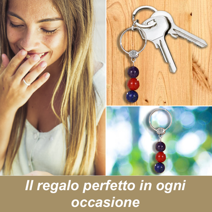 Portachiavi Con Cristalli Naturali Curativi - Segni Zodiacali - Leone