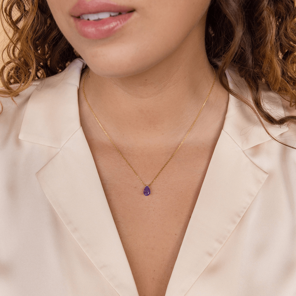 Collana acciaio con Pietra Ametista