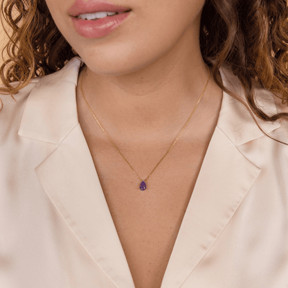 Collana acciaio con Pietra Ametista