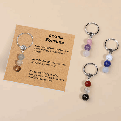 Portachiavi Con Cristalli Naturali Curativi - Buona Fortuna