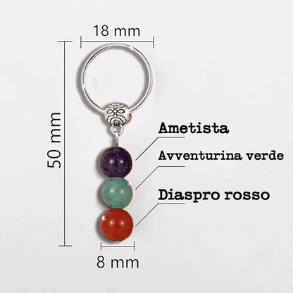 Portachiavi Con Cristalli Naturali Curativi - Segni Zodiacali - Ariete