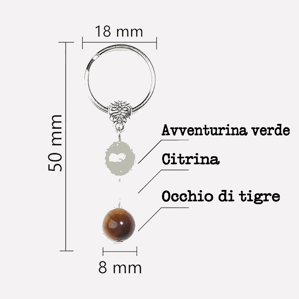 Portachiavi Con Cristalli Naturali Curativi - Buona Fortuna