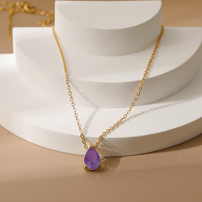 Collana acciaio con Pietra Ametista