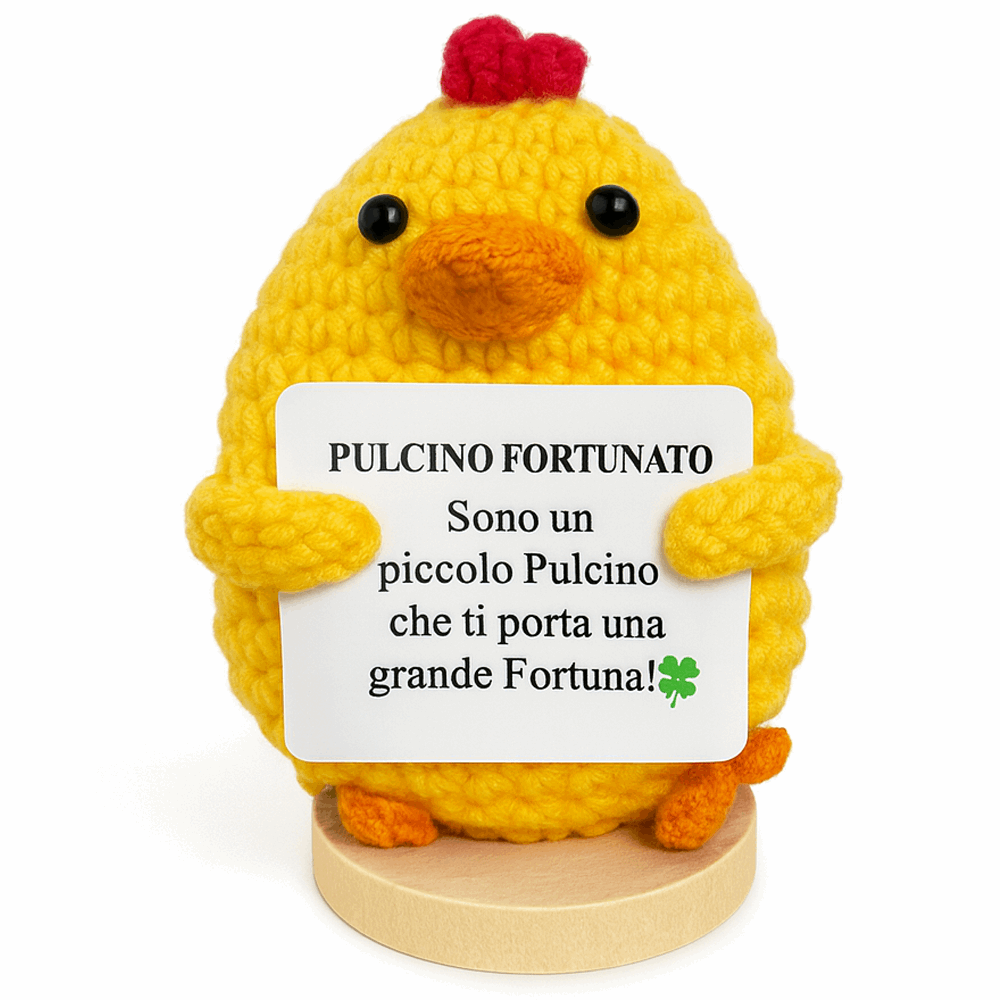 Peluche Crochet Con base in legno - Pulcino Fortunato