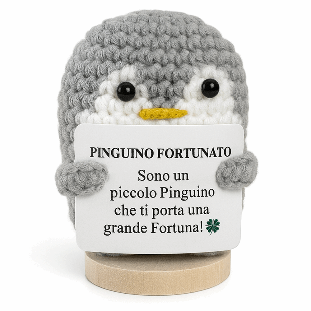 Peluche Crochet Con base in legno - Pinguino Fortunato
