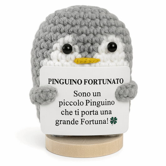 Peluche Crochet Con base in legno - Pinguino Fortunato