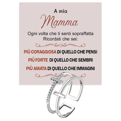 Anello da Donna in Argento Sterling 925 Per mia Mamma - Croce