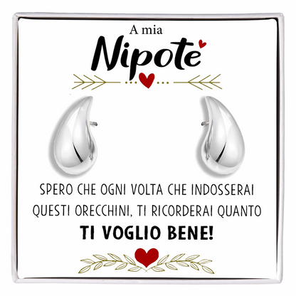 Orecchini a Goccia in Acciaio chirurgico - A mia Nipote