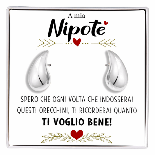Orecchini a Goccia in Acciaio chirurgico - A mia Nipote