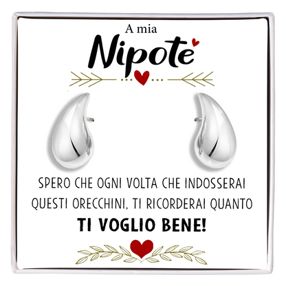 Orecchini a Goccia in Acciaio chirurgico - A mia Nipote