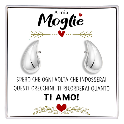Orecchini a Goccia in Acciaio chirurgico - A mia Moglie