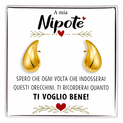 Orecchini a Goccia in Acciaio chirurgico - A mia Nipote