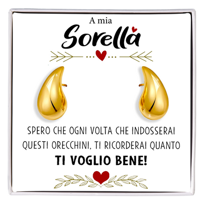Orecchini a Goccia in Acciaio chirurgico - A mia Sorella