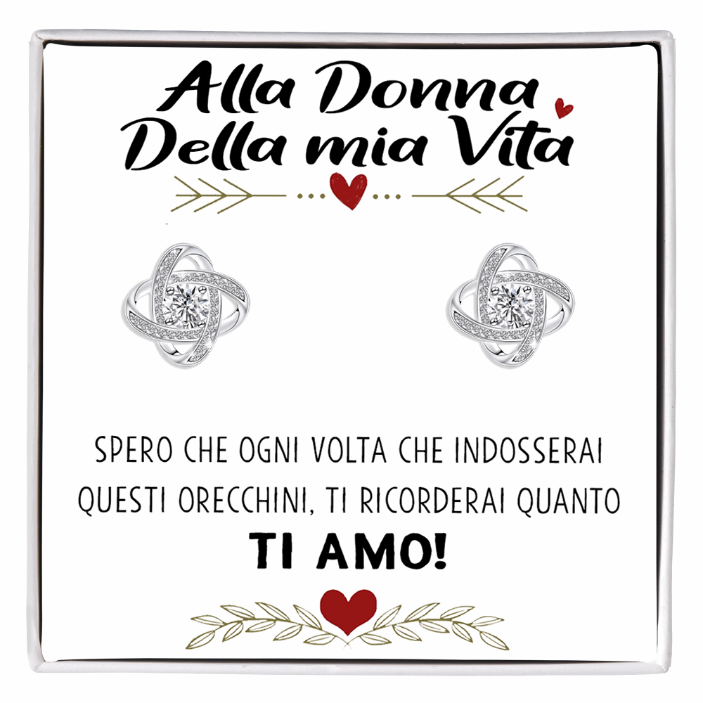 Orecchini Nodo con Pietra in Acciaio chirurgico - Alla donna della mia vita