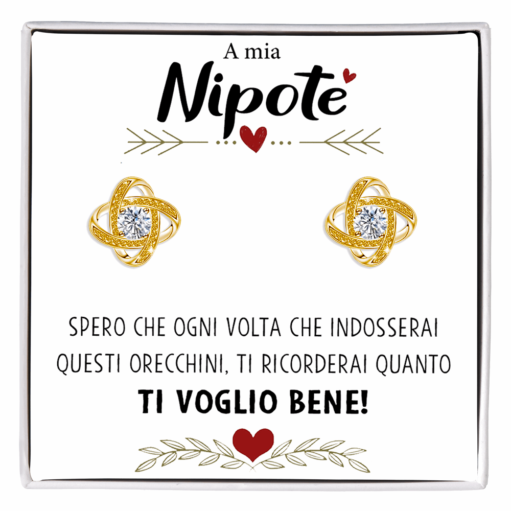 Orecchini Nodo con Pietra in Acciaio chirurgico - A mia Nipote