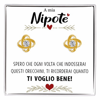 Orecchini Nodo con Pietra in Acciaio chirurgico - A mia Nipote